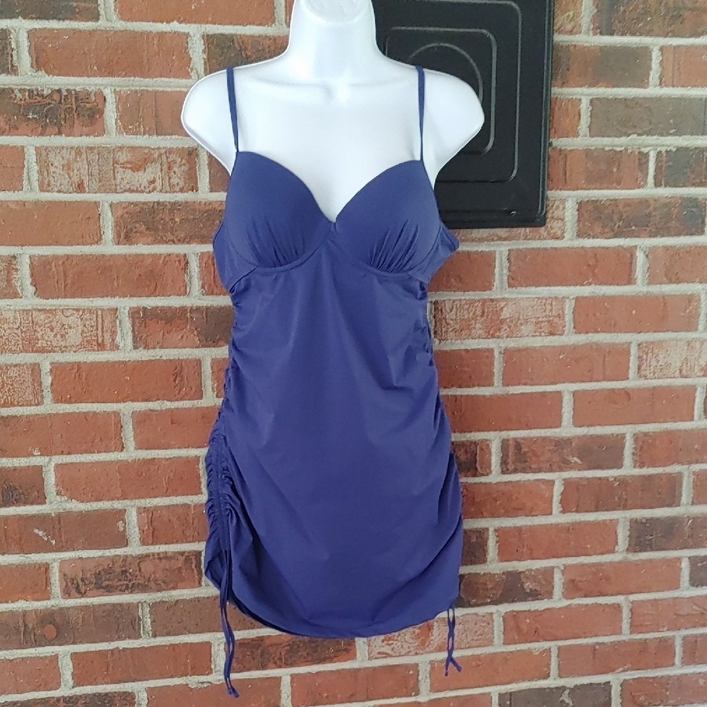 Assets By SPANX Blue Power Slim Customizable Sides Swimsuit Size L